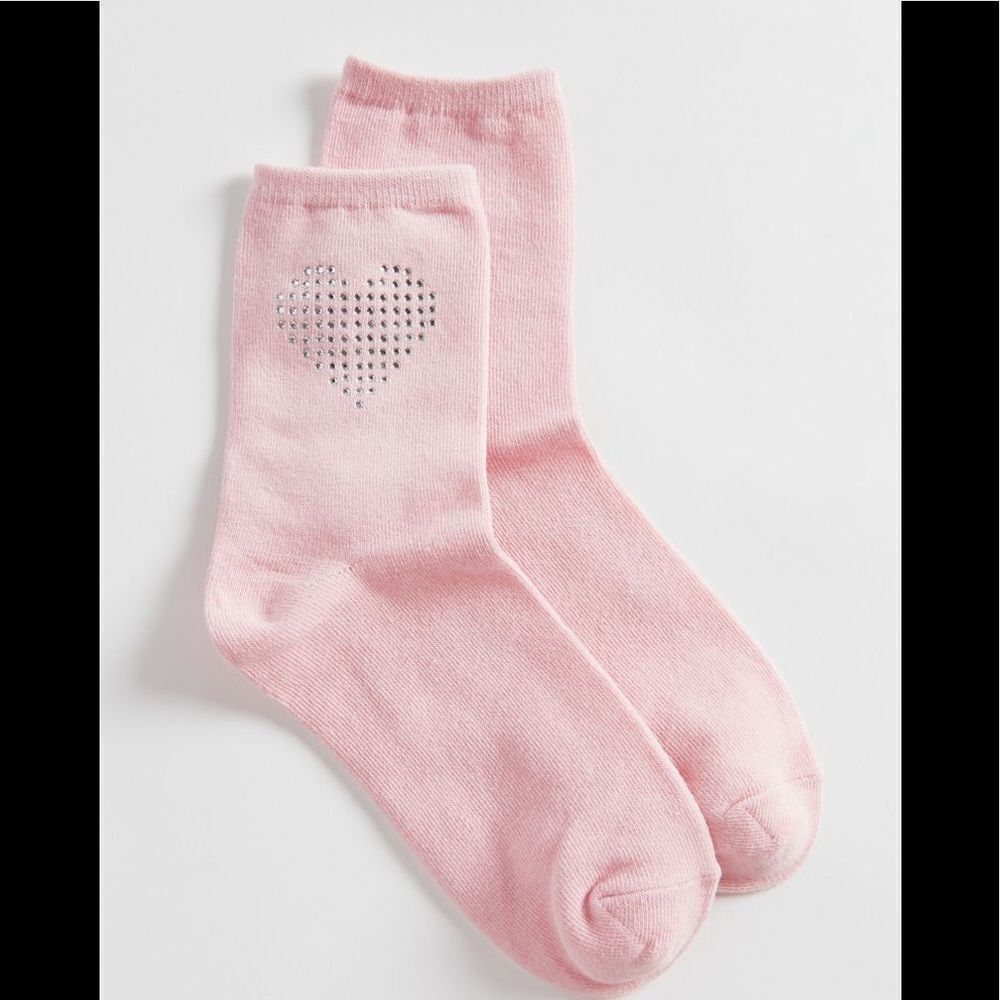 NEW (3) Urban Outfitters Bedazzled Icon Women's Crew Socks Blue Pink Set of 3